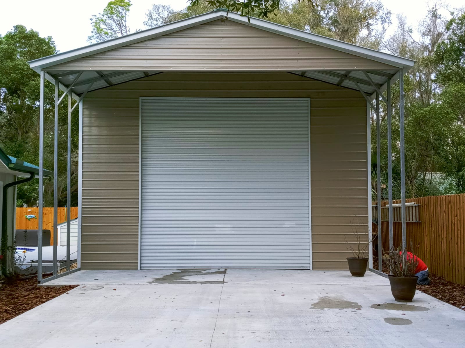 Metal carport with side storage