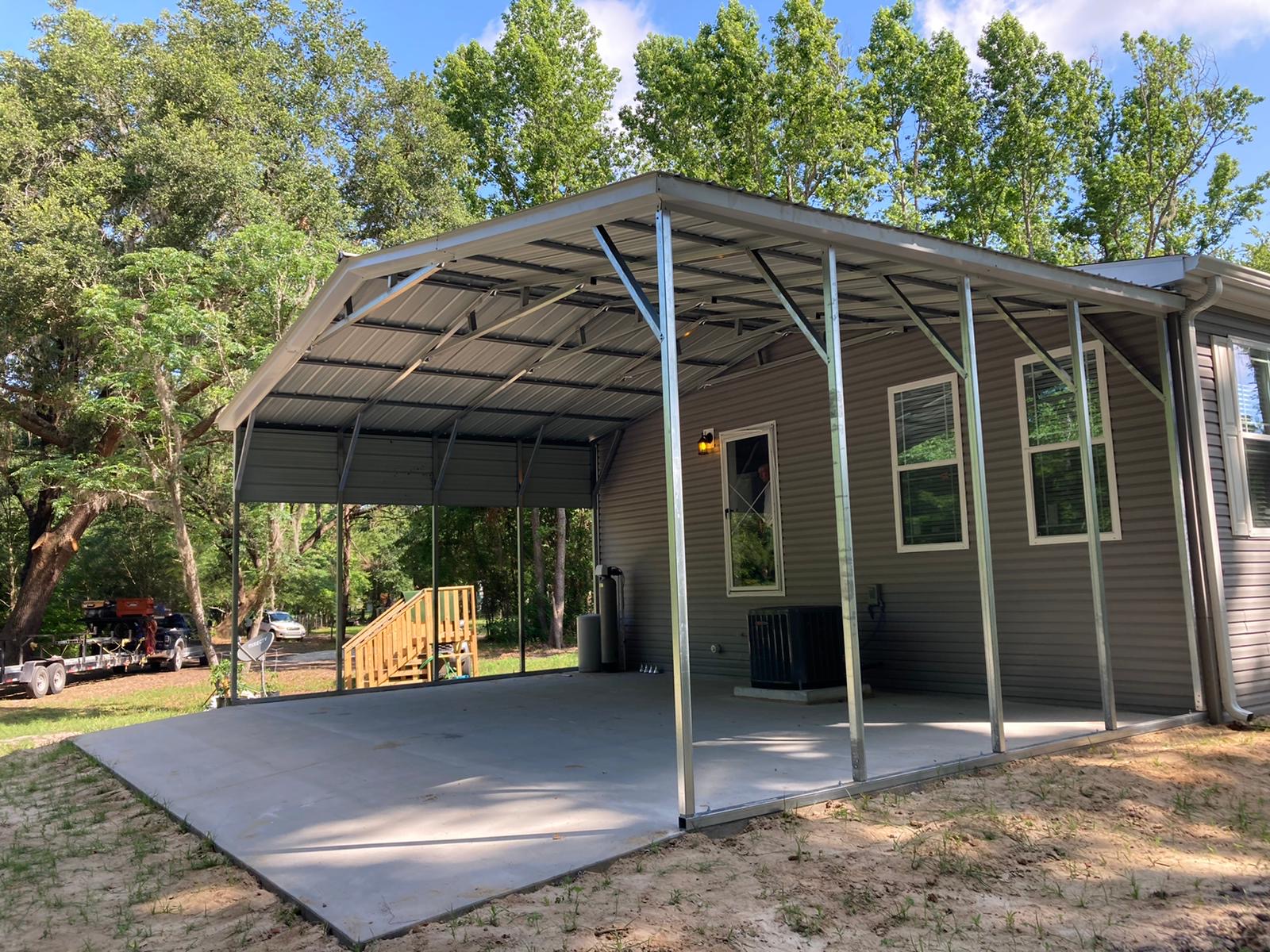 Large carport attached to house