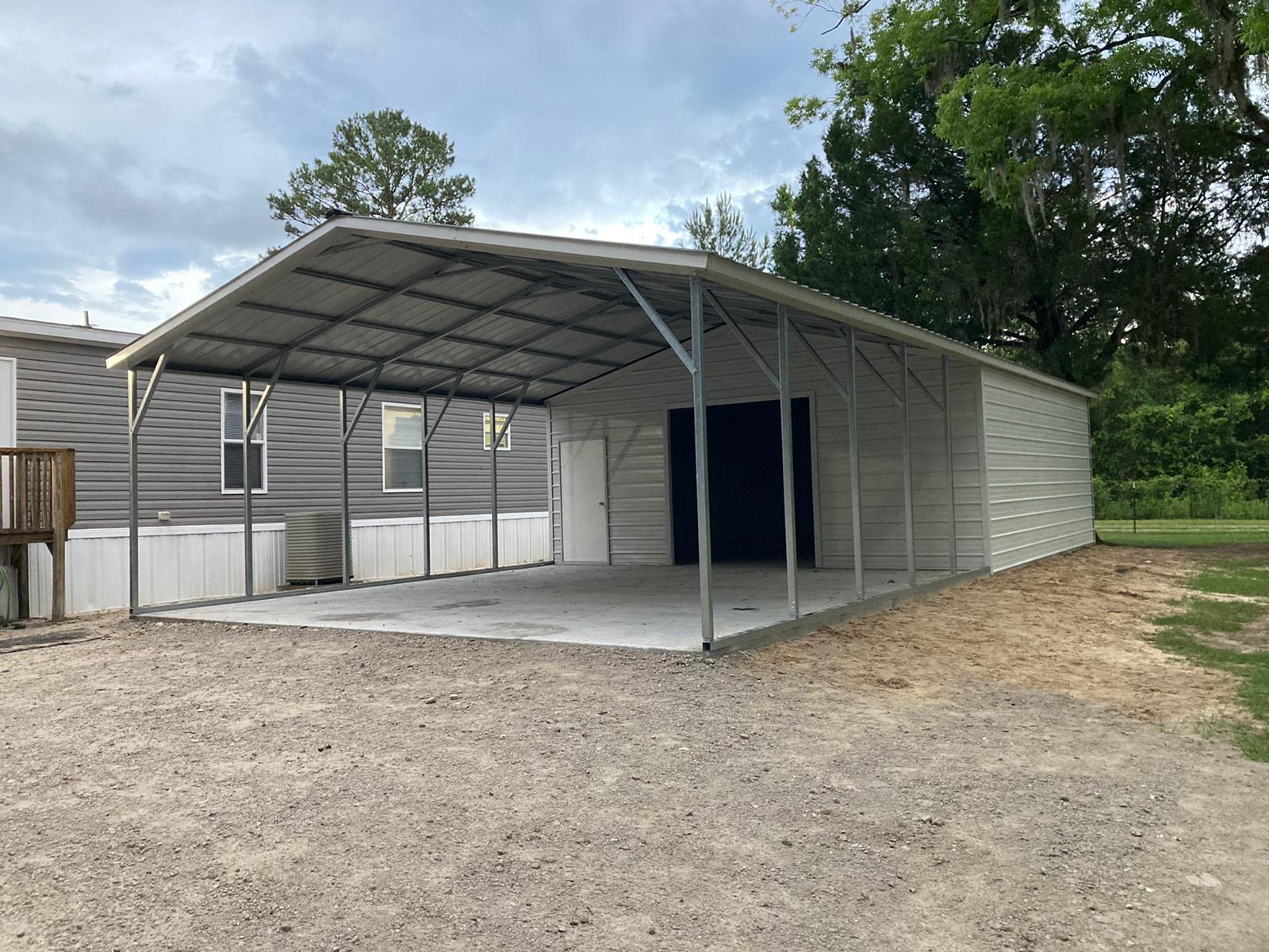 Large carport with extended coverage